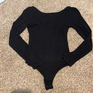 Long sleeve black scoop back bodysuit size S